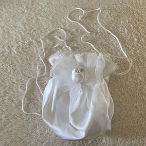Wedding Purse - white silk with pearls